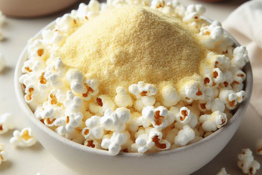 Air-popped popcorn with nutritional yeast