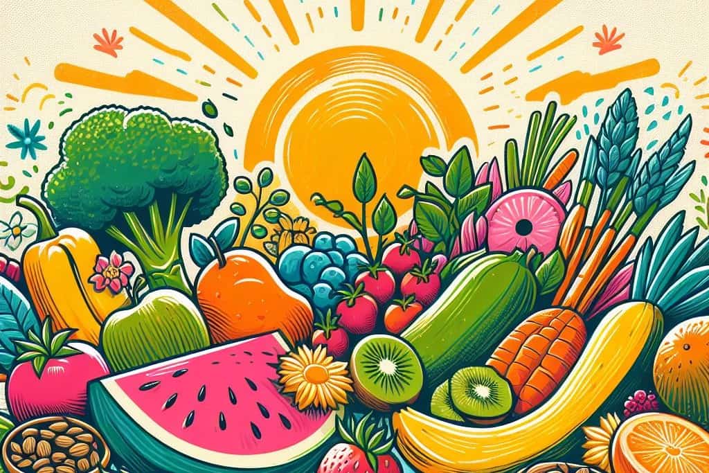Illustration of Healthy vegetarian road trip snacks
